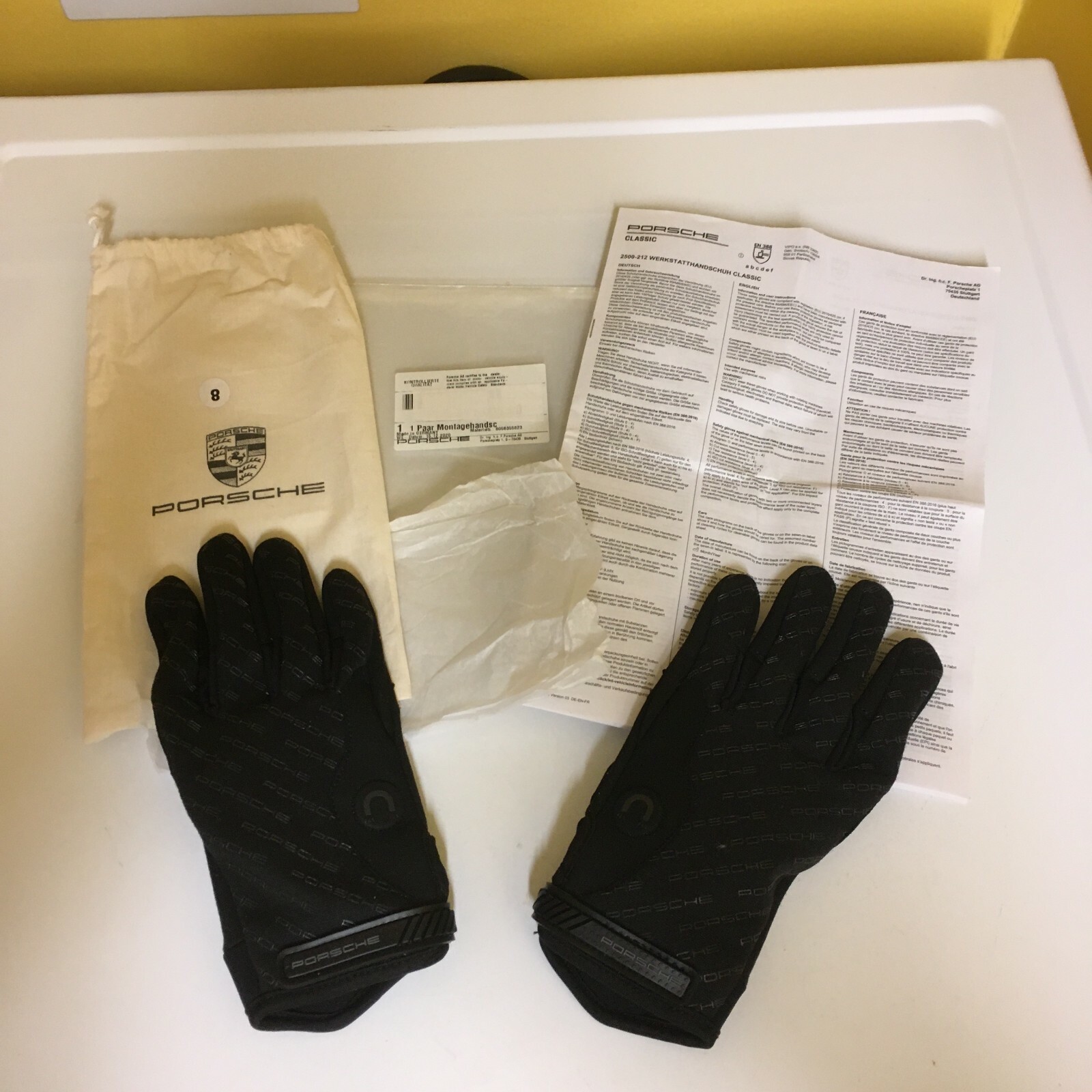 PORSCHE DESIGN DRIVER'S SELECTION TECHNICIAN MECHANIC WORK GLOVES. SMALL SIZE 8.
