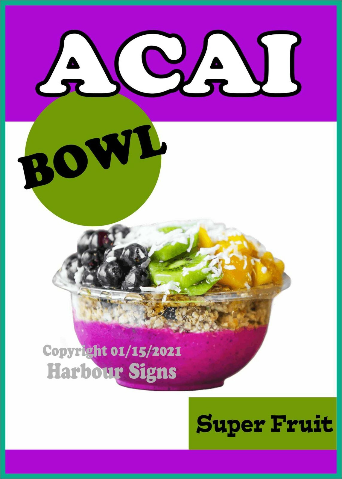 Acai Bowl DECAL (Choose Your Size) Food Truck Concession Sticker