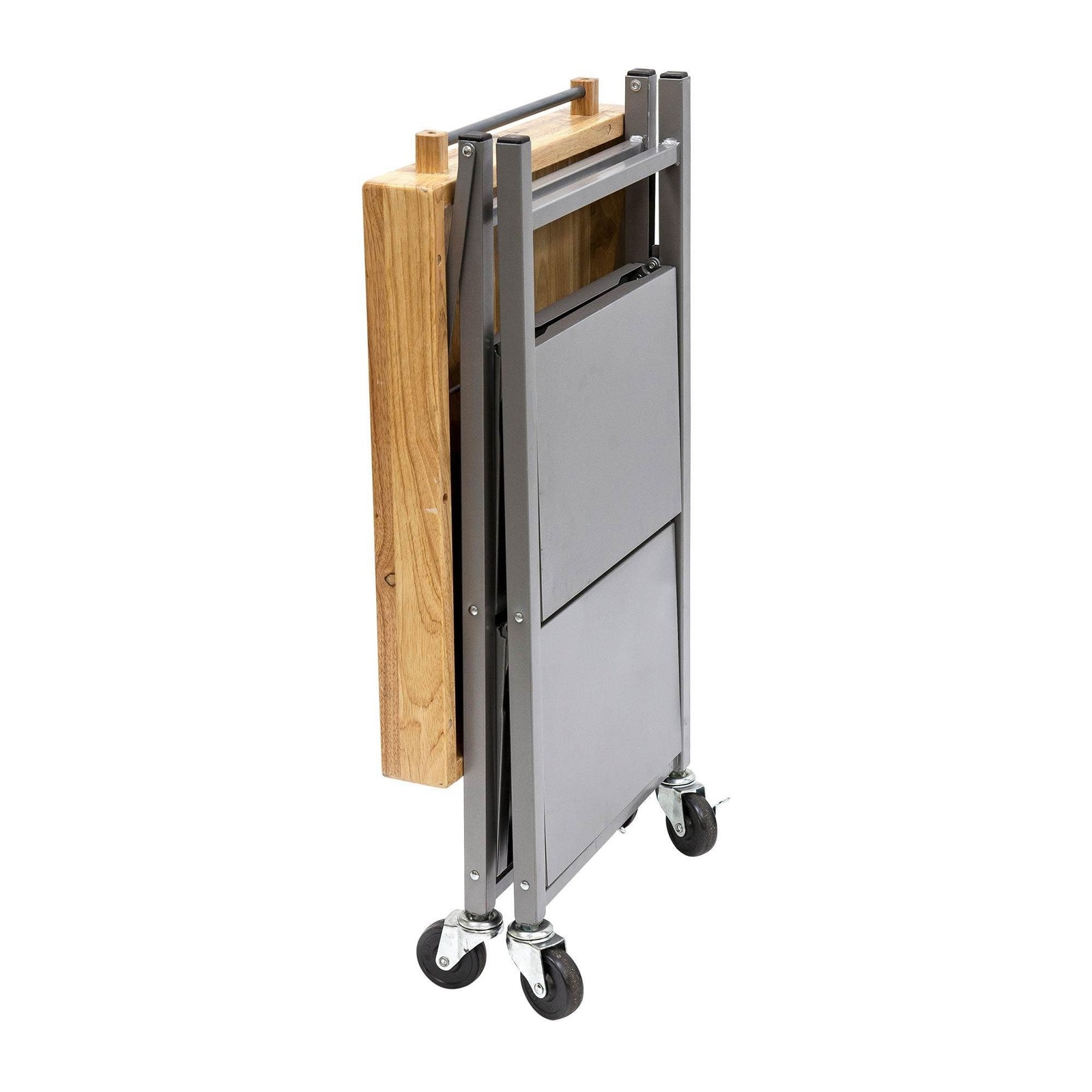 Origami Foldable Kitchen Island Cart, Rolling Storage Table Organizer with Wh...