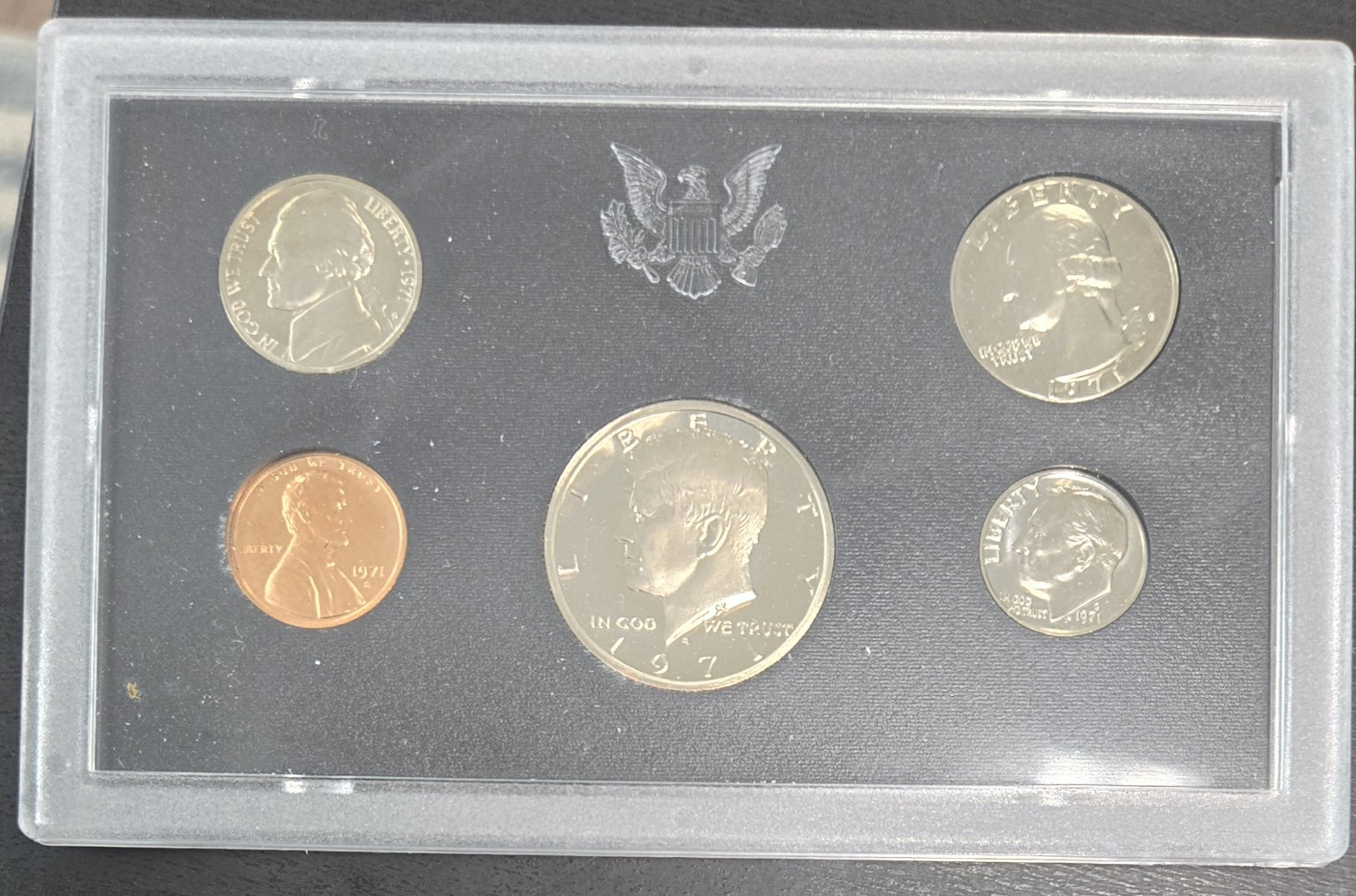 U.S. Proof Set 1971 Uncirculated 5 Coin Set Plastic Display Case Uncertified