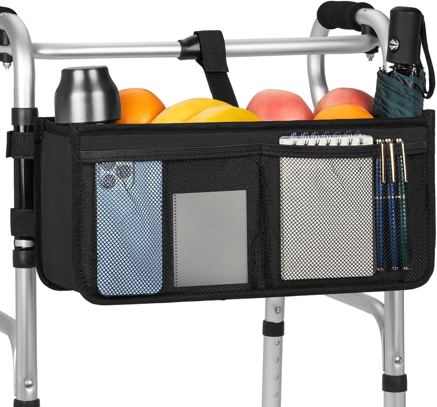 Walker Basket for Folding Walker, Large Foldable Walker Accessories Storage Bag