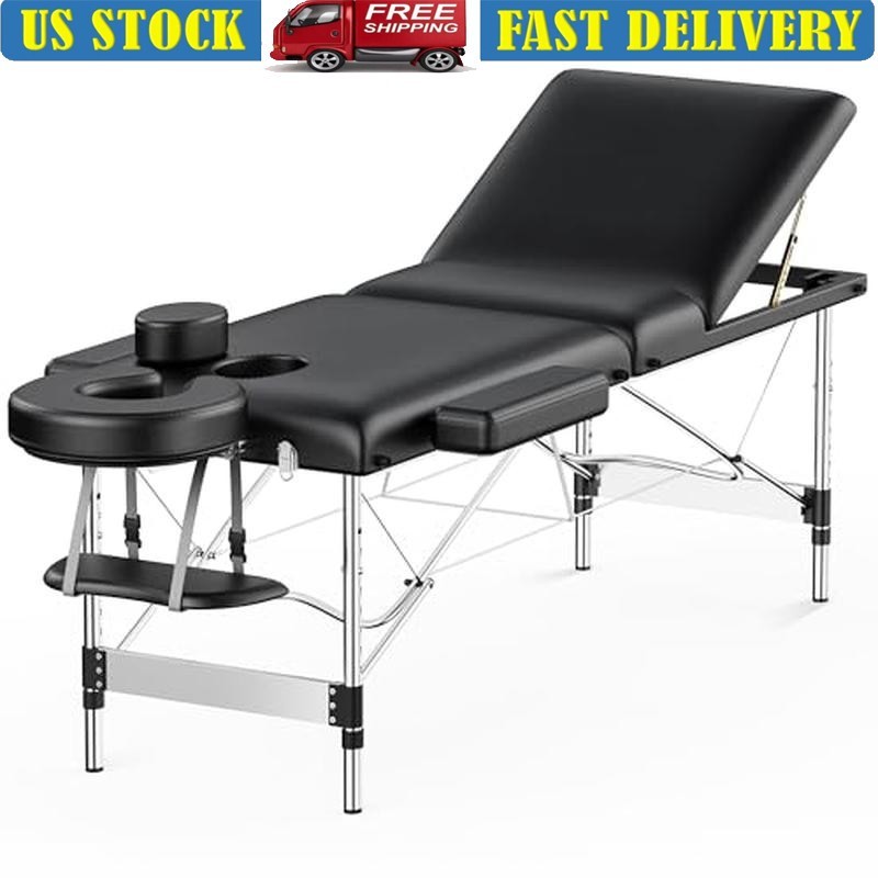 Portable Massage Table Adjustable 3 Sections Reclining Massage Bed Lash Bed