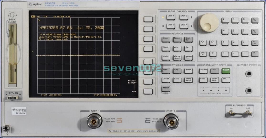 1PCS Agilent 8753ES 30kHz-3GHz Network Analyzer USED
