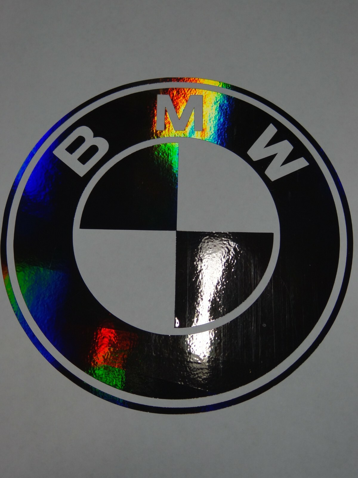 BMW EMBLEM BLACK HOLOGRAPHIC DECAL STICKER UNIQUE!!  7" WIDE