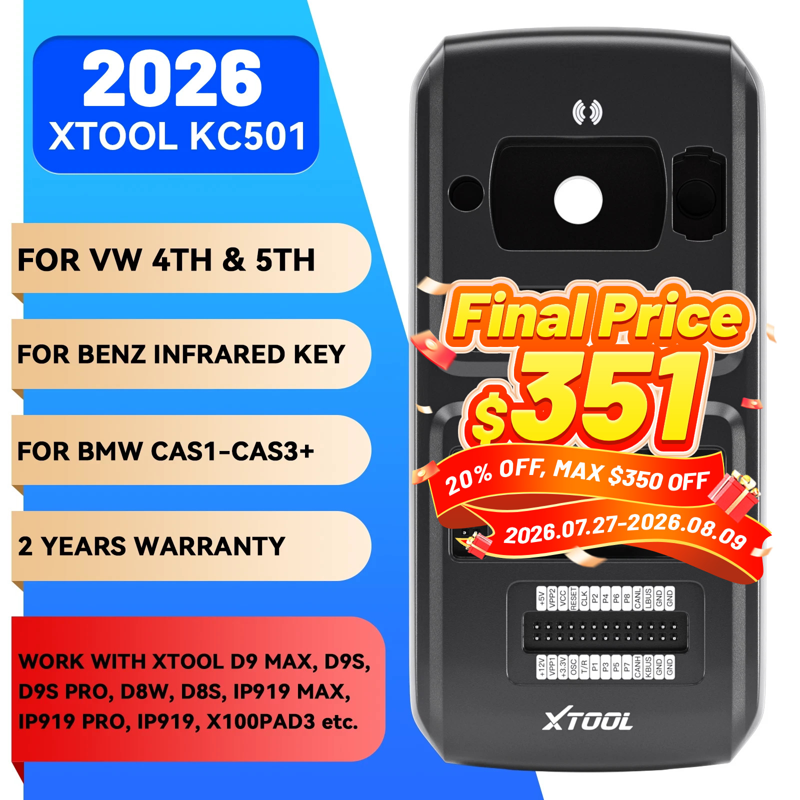 XTOOL USED KC501 Car Key Programmer Read Write EEPROM MCU Infrared For Benz