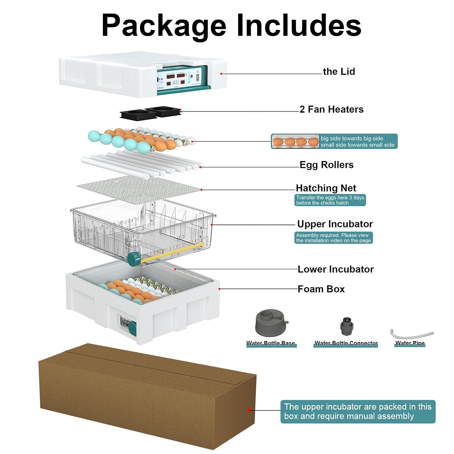 Incubators for Hatching Eggs 120, Chicken Egg Incubator with Automatic Egg Turni