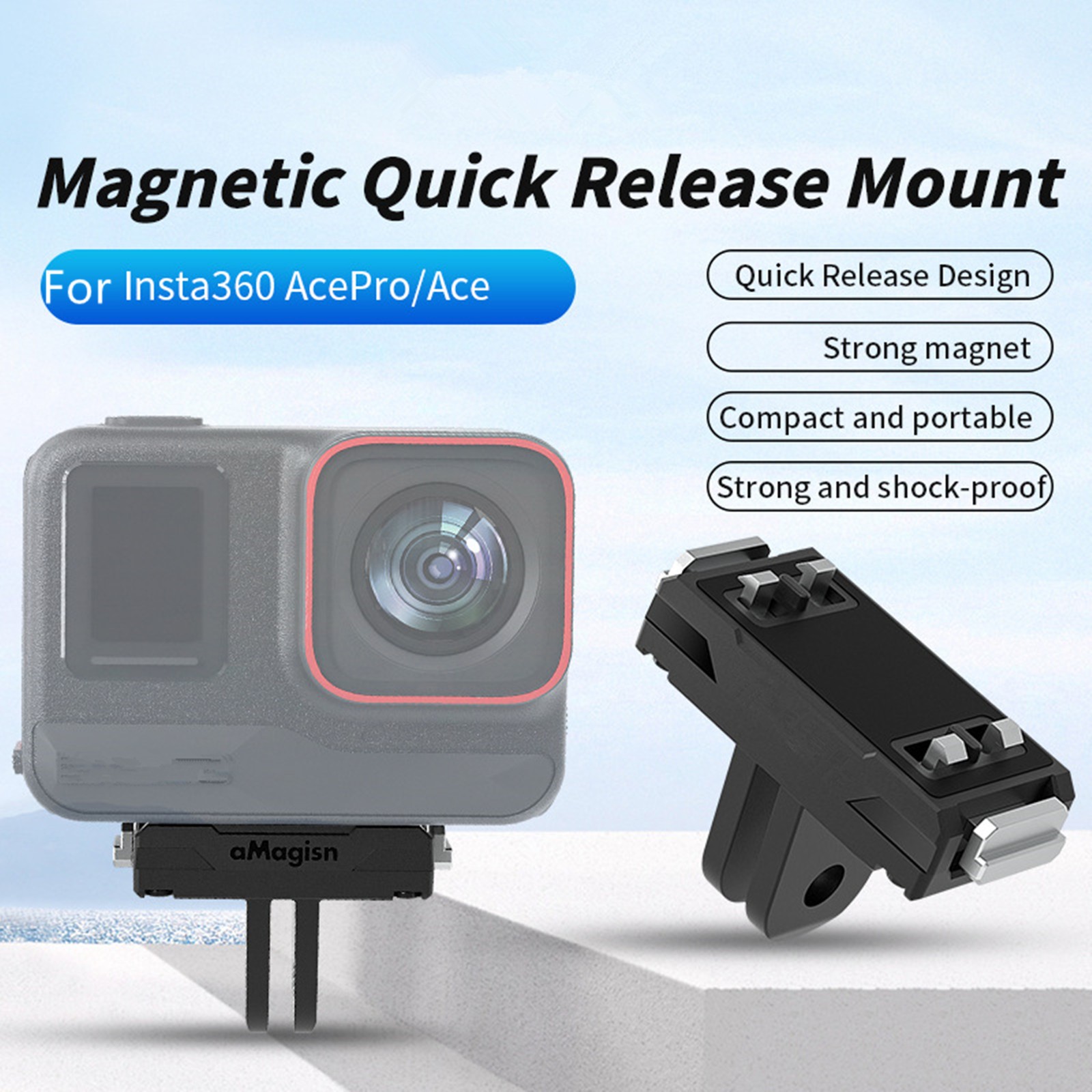 1*ABS Camera Magnetic Quick Release Mount Base Adapter For Insta360 AcePro/Ace