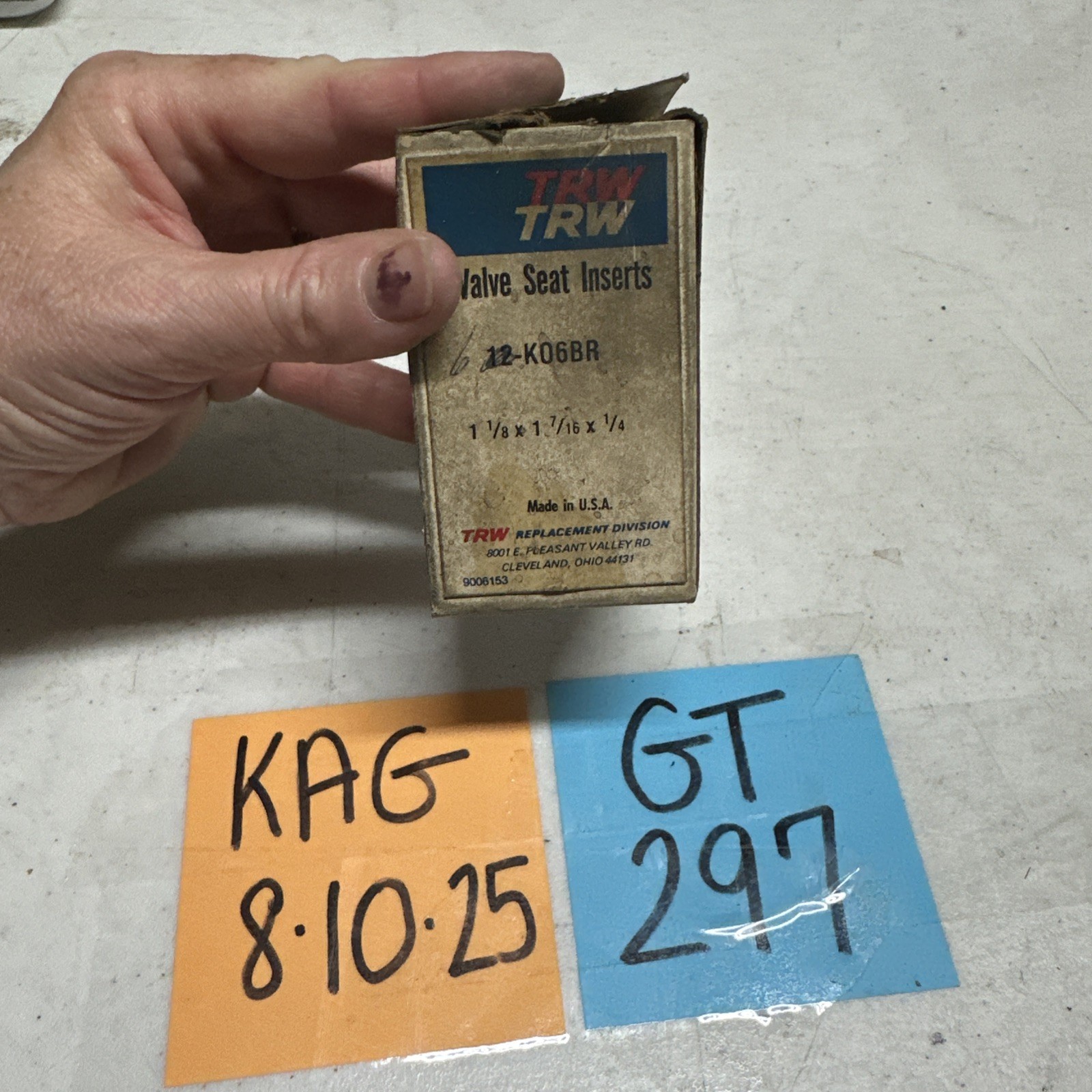 TRW Valve Seat Inserts K06BR SOLD AS QTY OF 1 Open Box