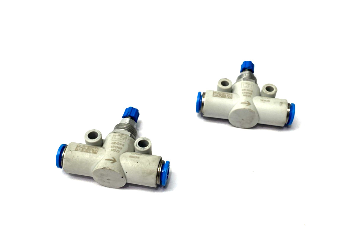 Festo GR-QS-6 One-Way Flow Control Valve Fitting 6mm Tube O.D. 193969 LOT OF 2