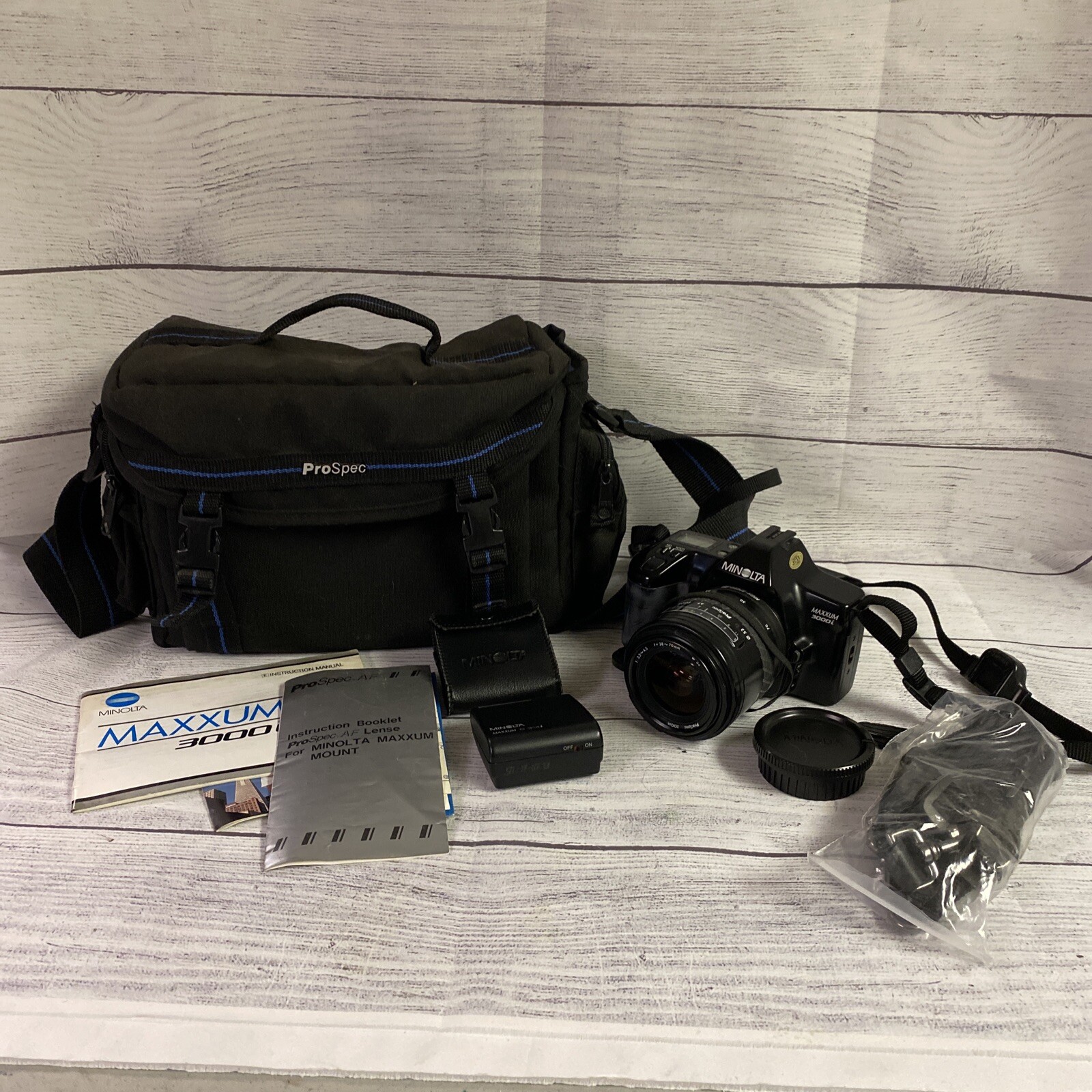 Minolta Maxxum 3000i W Minolta Prospec Lens Zoom Lens 314i Flash Bag Manual!!!!!