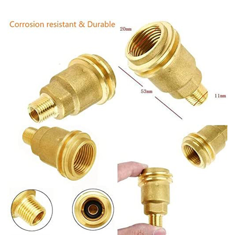 Solid Brass QCC1 Nut Propane Gas Fitting Adapter 1/4" Male Pipe Thread Connector