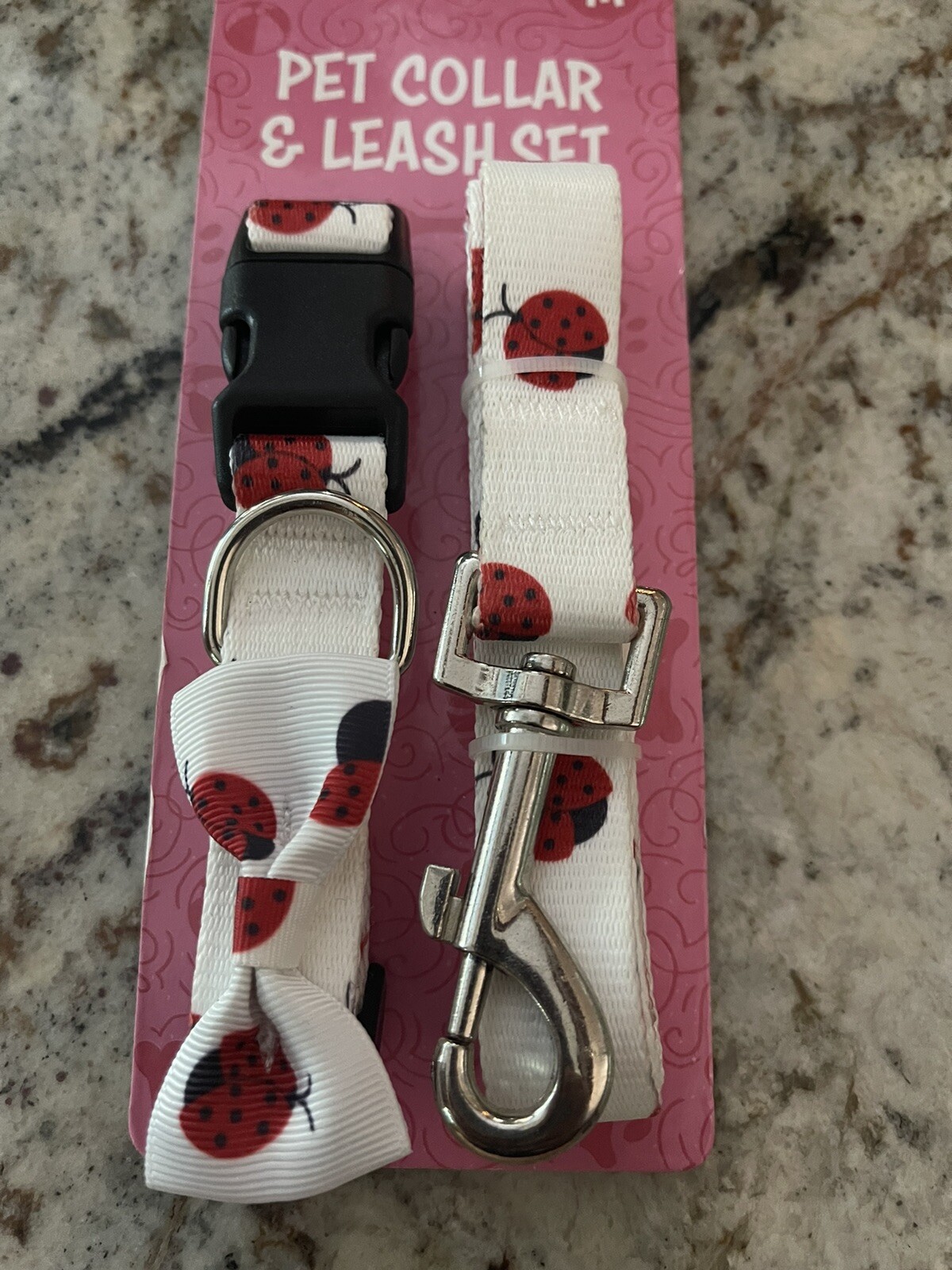 Pet Ladybug Collar & Leash Set New