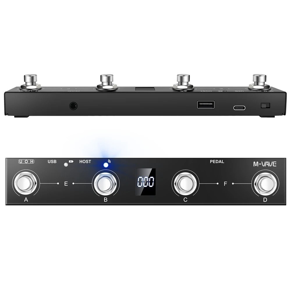M-VAVE Chocolate Plus MIDI Footswitch 4 Buttons Controller Built-inUSB MIDI Host
