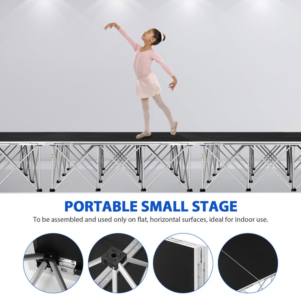 4*4 ft Assemble Stage Riser for Wedding Event Drums Foldable Performances Stages