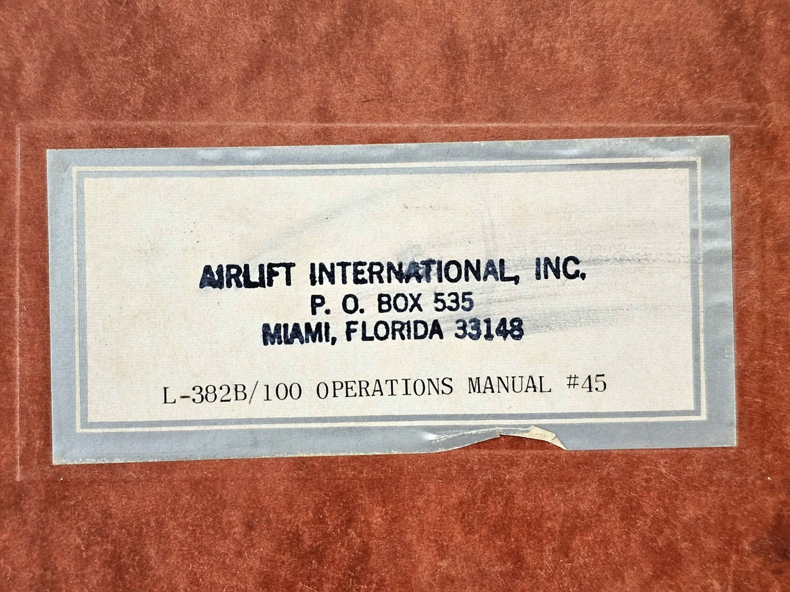 Lockheed L-382B/100 Hercules Pilot's Operations Manual