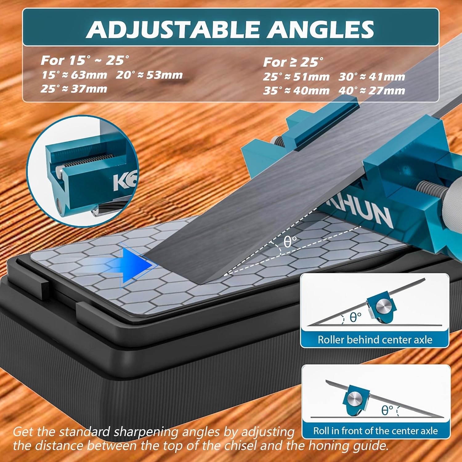 Chisel Honing Guide - Upgraded Sharpening Kit with Whetstone & Adjustable Jig...