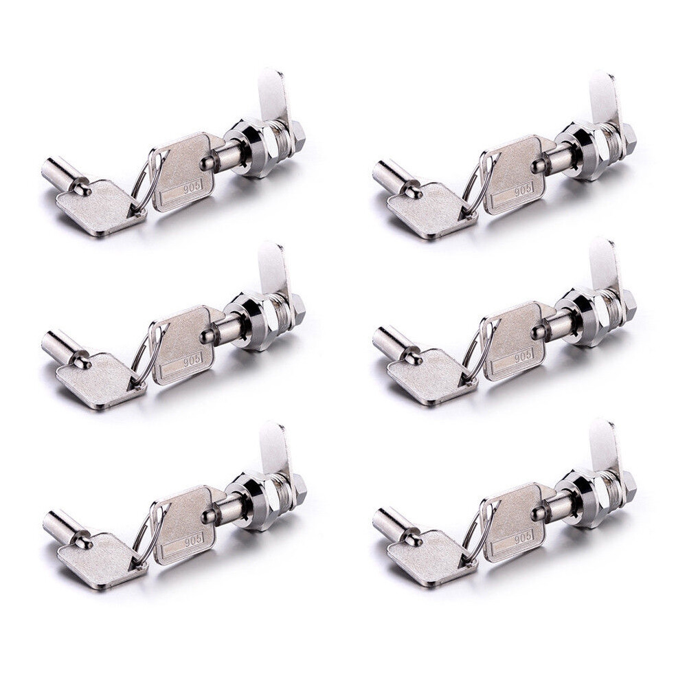 6PCS 10mm Tubular Cam Lock Cabinet Toolbox Safe Drawer Replacement Keyed Alike