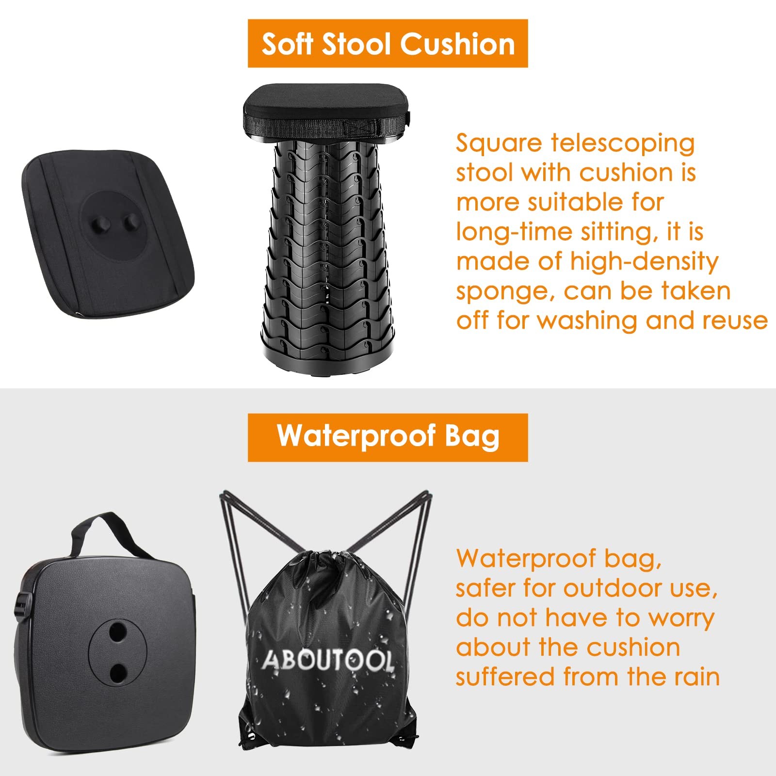 Collapsible Stool with Soft Removable Cushion & Waterproof Carry Bag - Lightw...