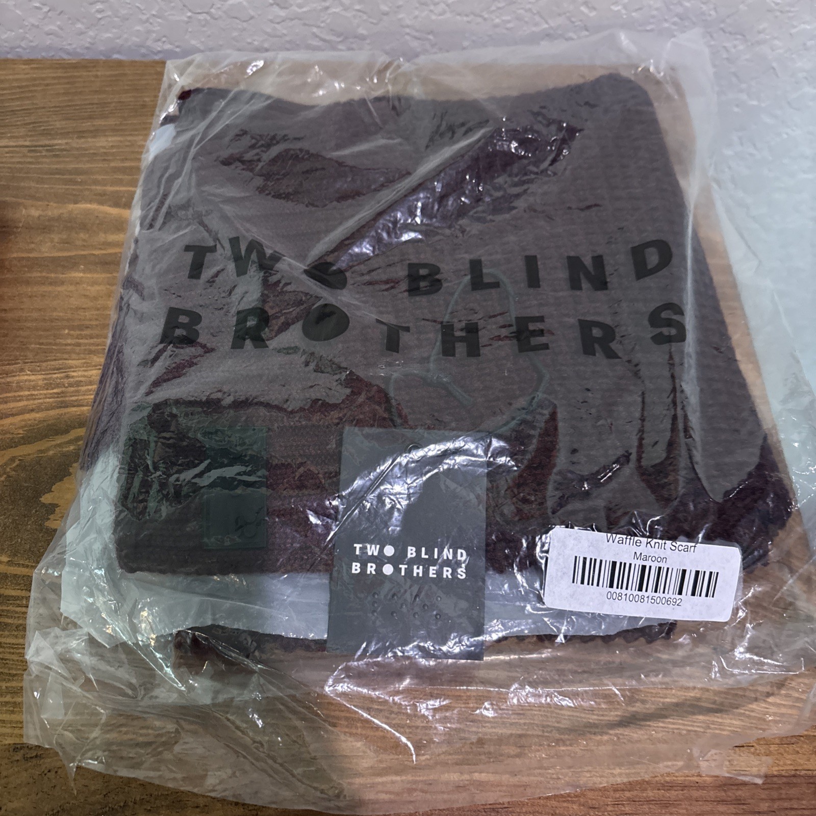 Two Blind Brothers Waffle Knit Scarf - Maroon NWT