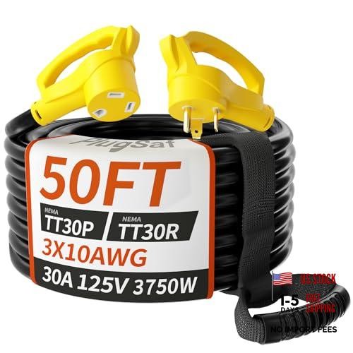 50 FT 30 Amp RV Extension Cord Outdoor with Grip Handle, 50FT 30A（TT-30P/R）