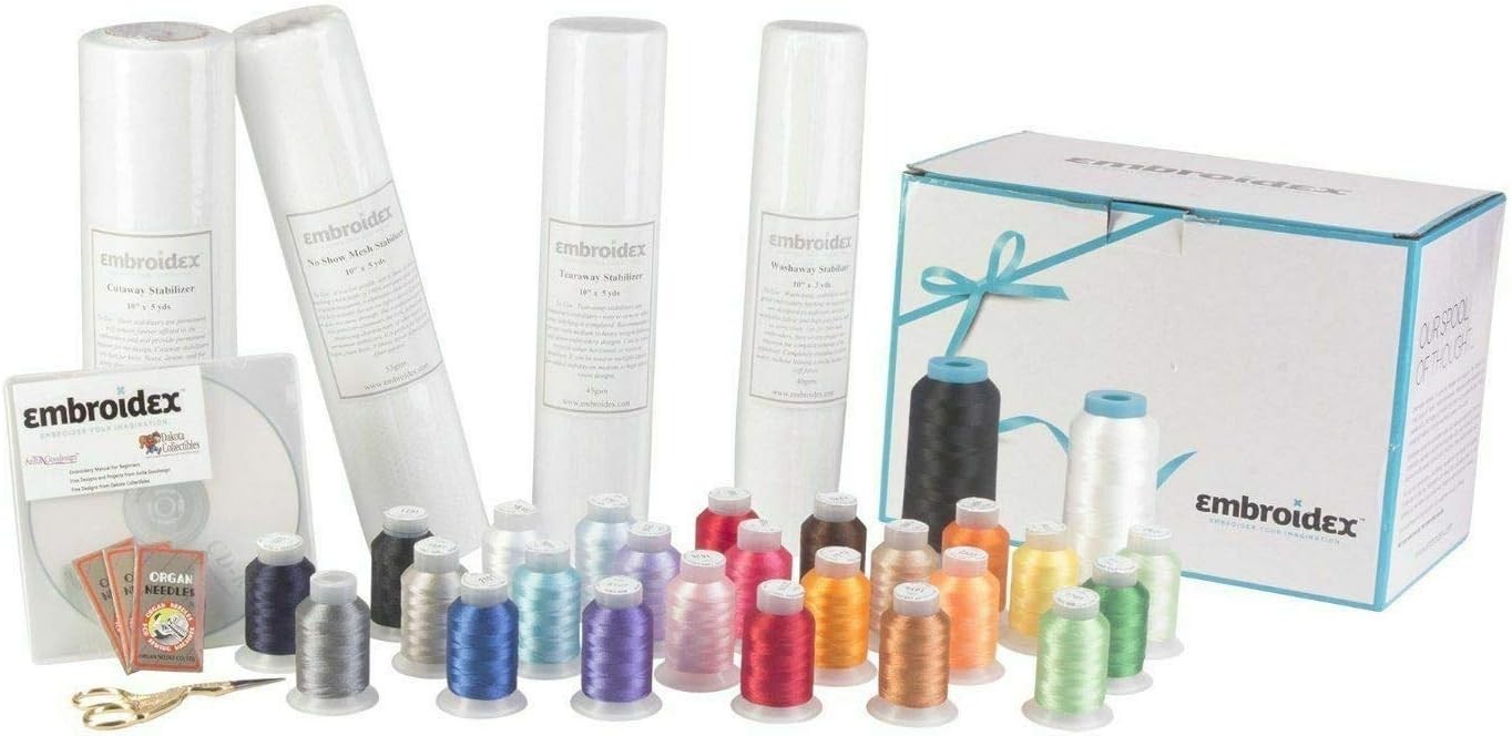 Begin Your Embroidery Journey: Starter Kit with Thread, Needles & Free Designs