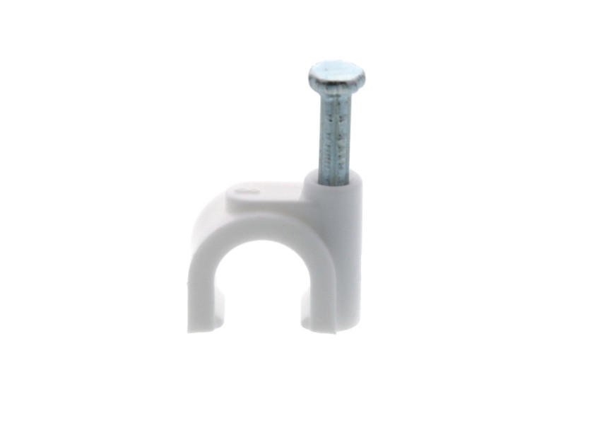 8mm White Cable Clips 100-Pack, Nail-In Wire Clips for RG6 Coax Cable, USA