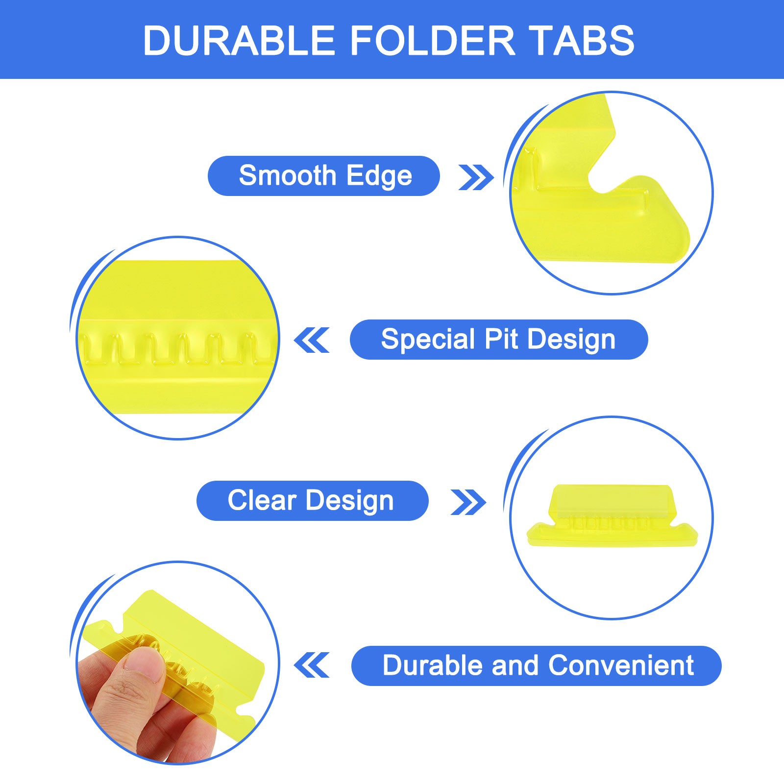Hanging File Folder Tabs 2 Inch File Folder Tabs and Inserts Yellow 100Pcs