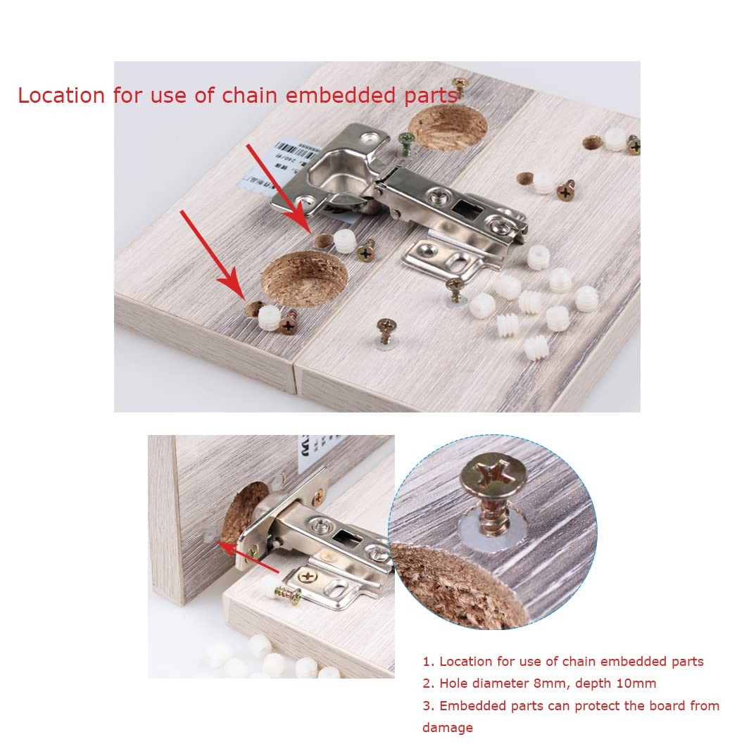 MEETOOT 100pcs Plastic Hinge Dowel Inserts Kit 4x10mm Toothed One Size, White