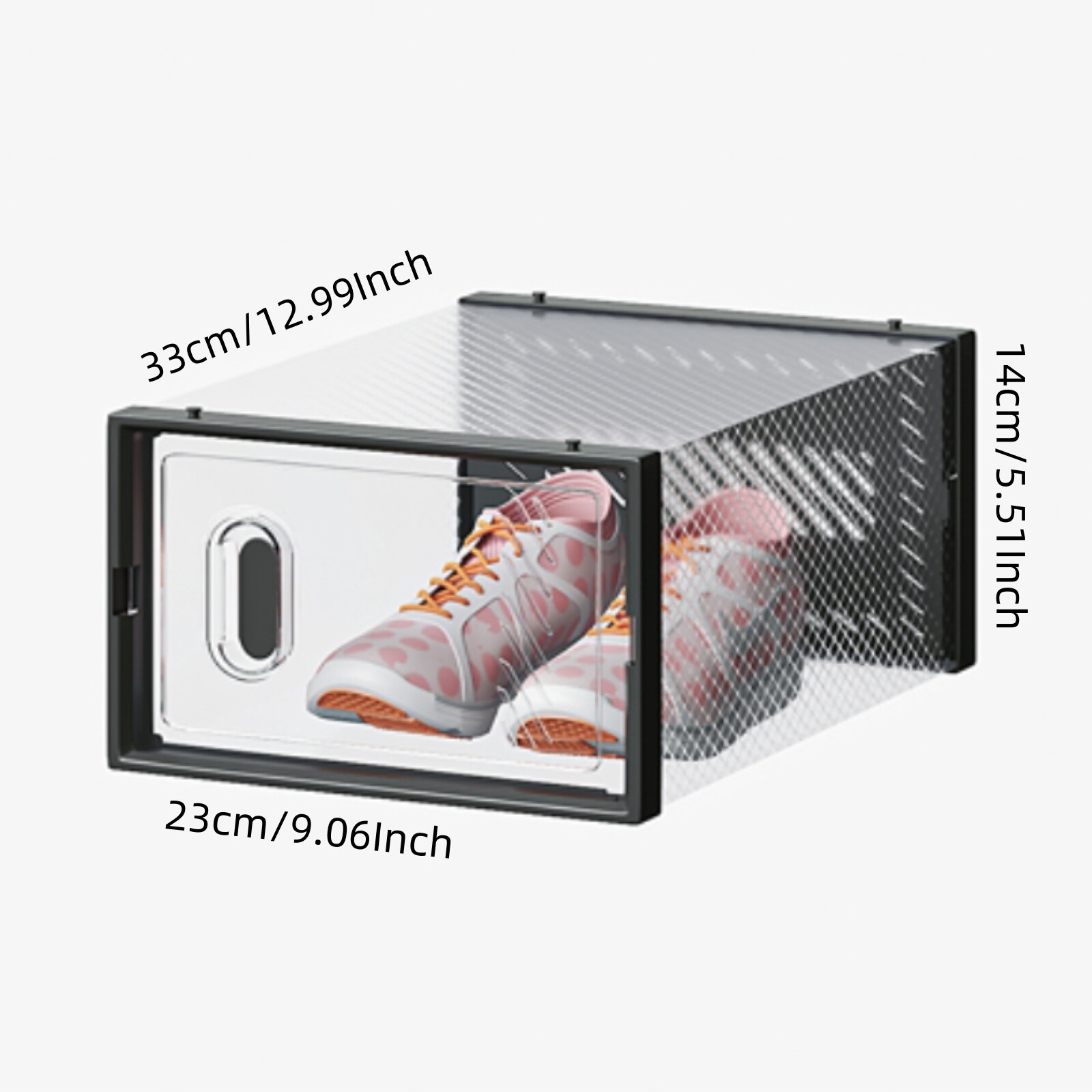 24-Pack Shoe Storage Boxes - Stackable, Door, Plastic Mesh, Black & Small Size