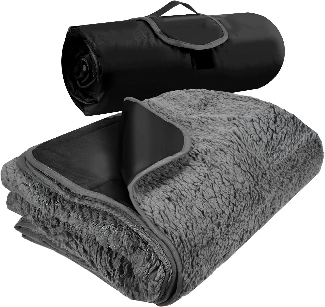 Outdoors Waterproof Throw Blanket, 51”X 59” Sherpa Fleece Stadium Windproof Mat