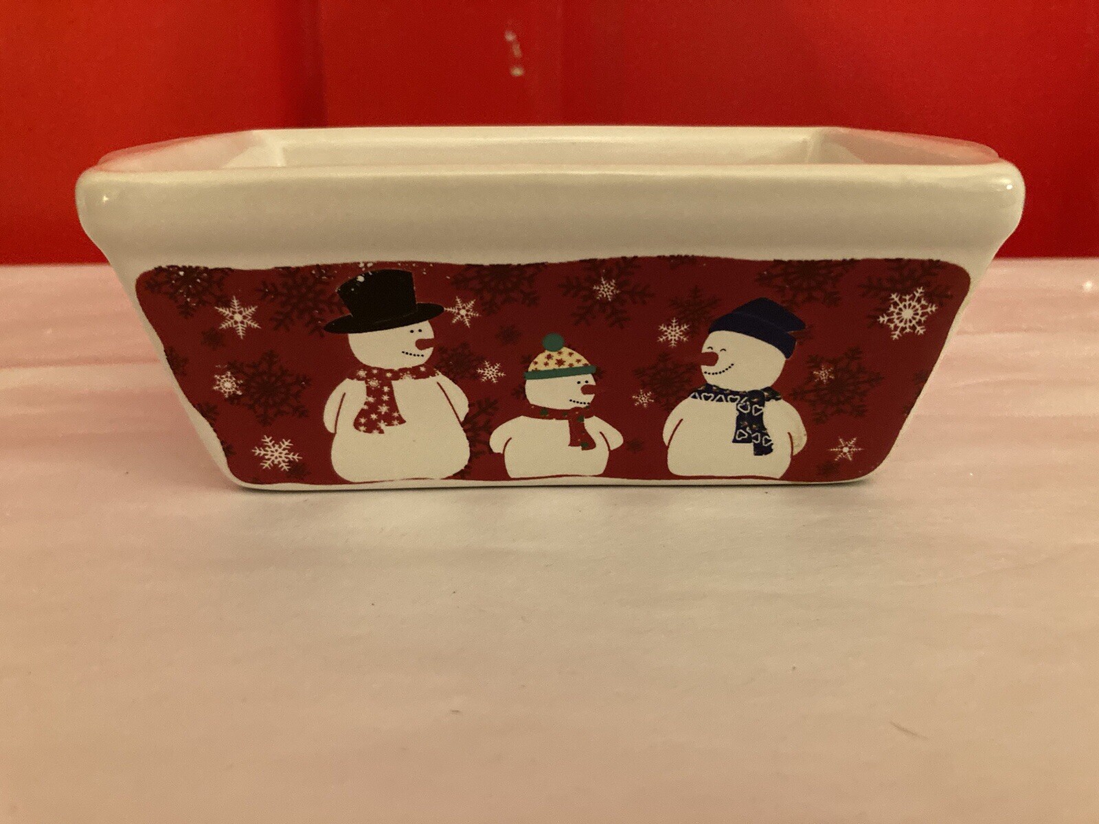 Garden Ridge Holidays Snowman Ceramic 6” Mini Loaf Pan 6x4x2.25”