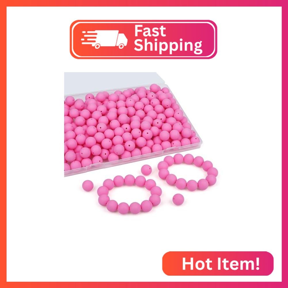 LAIDANLA 120PCS 15mm Pink Silicone Beads for Keychain Making, Bracelet & Necklac