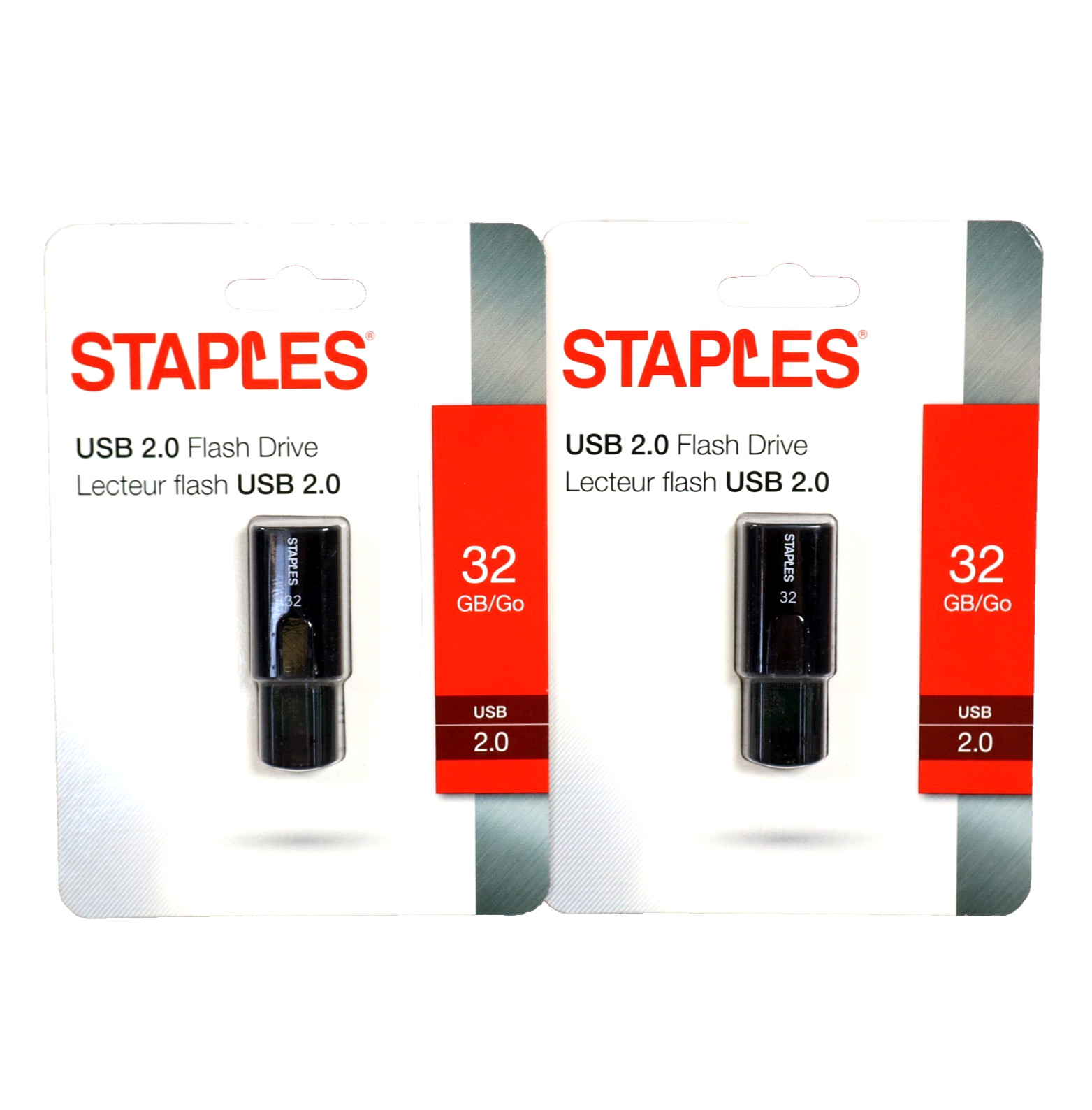 Staples 32GB USB 2.0 Flash Drive - New, Sealed Packaging (2 Pack of USB Drives!)