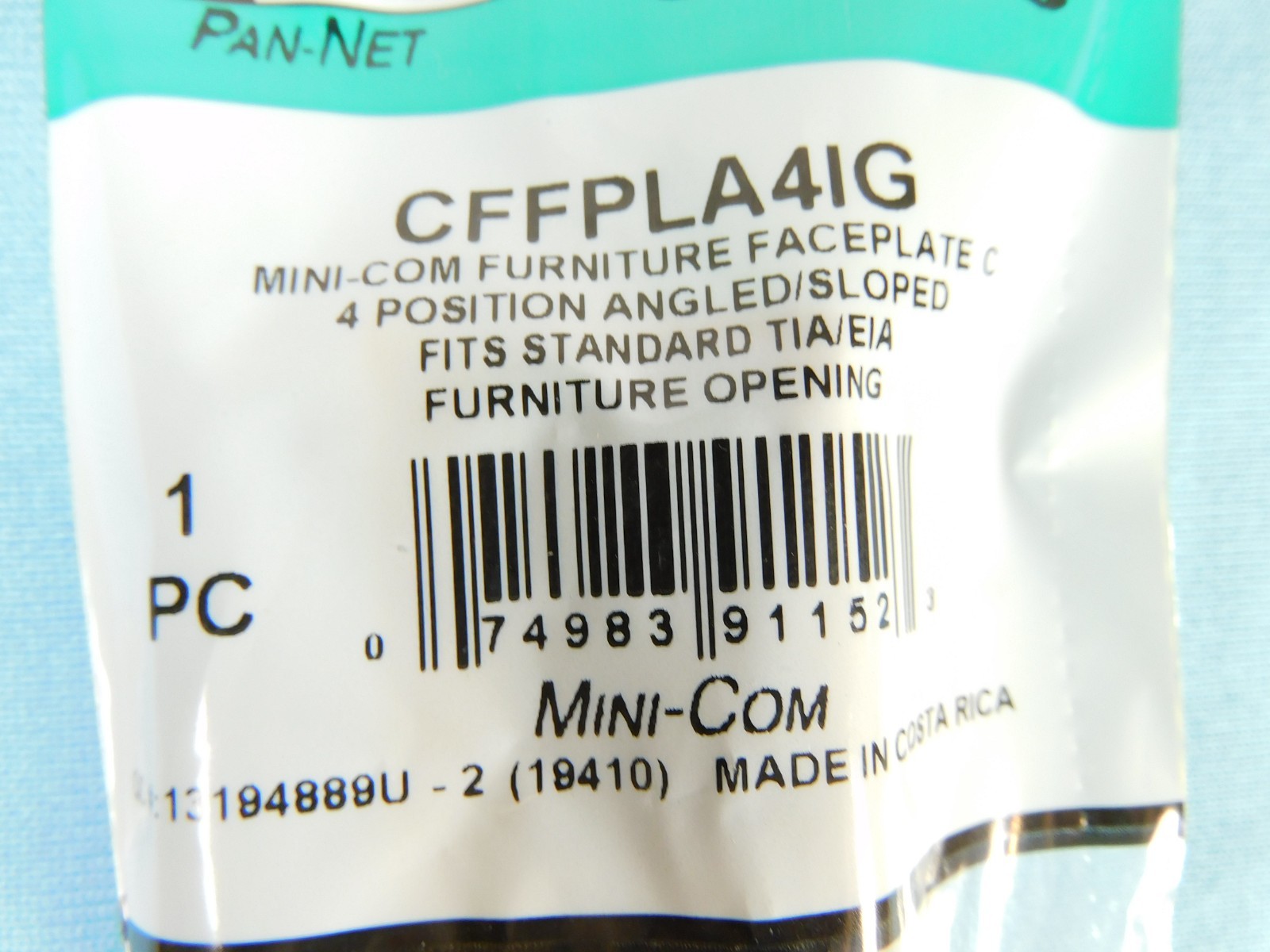 CFFPLA4IG Panduit Furniture Plate 4-Port - Angled - International Gray