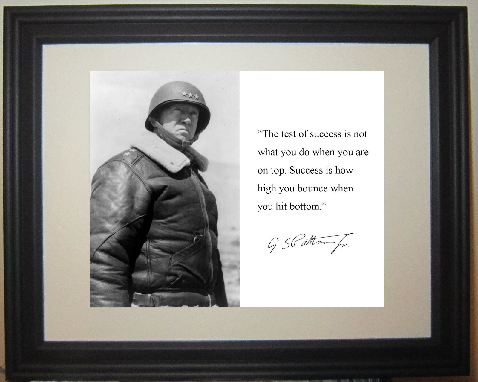 George S. Patton WWII Framed & Matted Photo Leadership Quote
