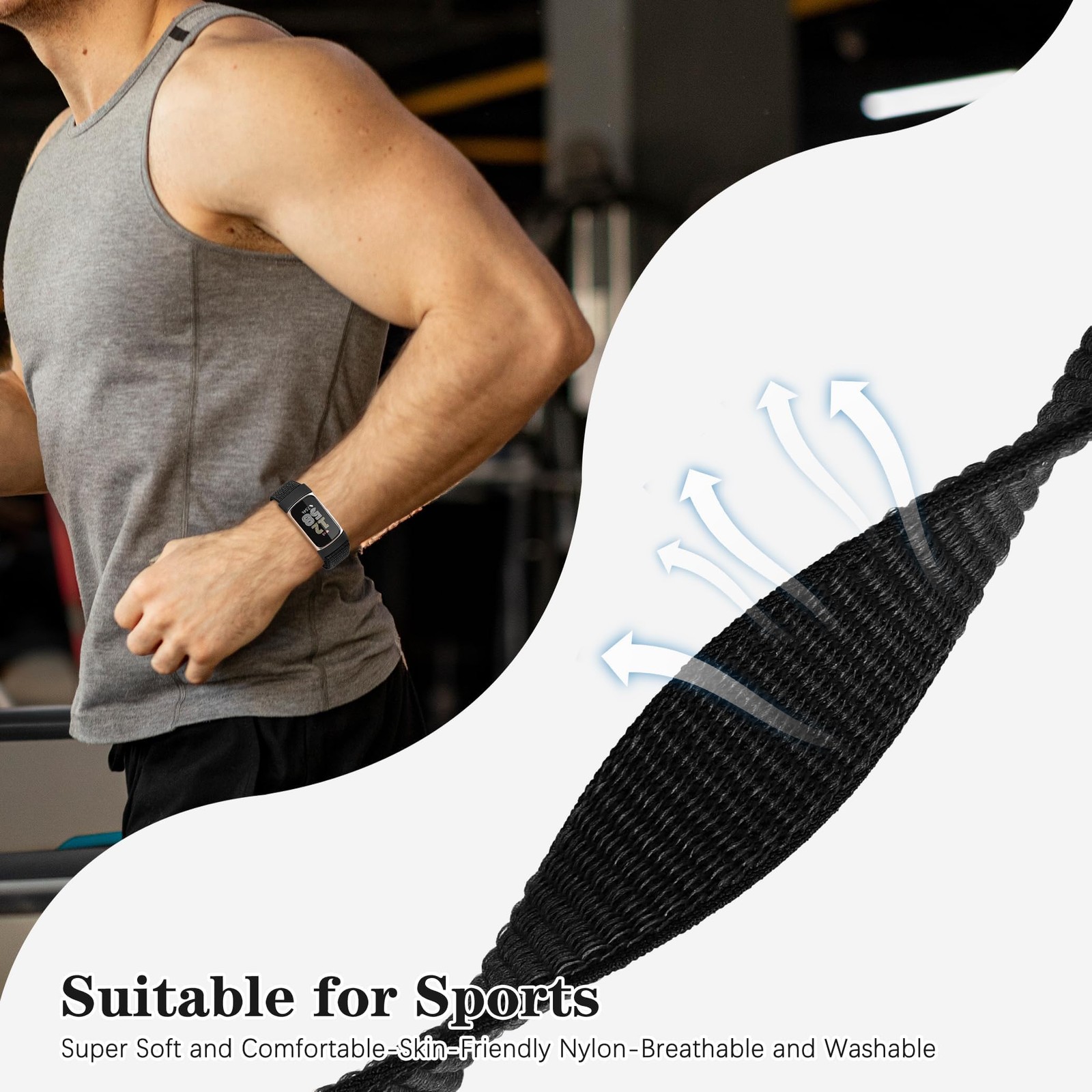 5 Pack Sport Loop Nylon with Fitbit Charge 6/Fitbit Charge 5 Bands, Soft Nylo...