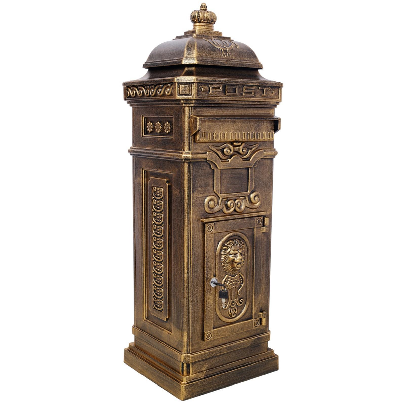Outdoor Large Mailbox Copper Statue Decorative Postbox Rainproof Parcel Storage