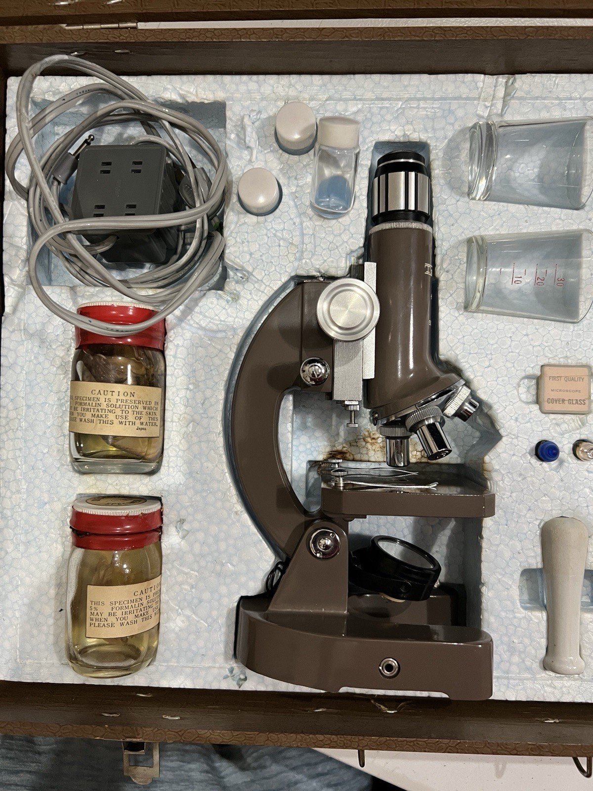 Vintage Swift Tecnar Microscope Lab Outfit Kit Japan Works w/ Case Model 855