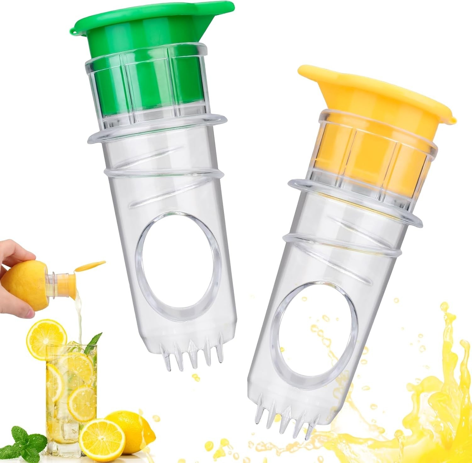 2PCS Mini Lemon Squeezer, Screw Top Lemon Juicer with Built-in Filter, Small Lim
