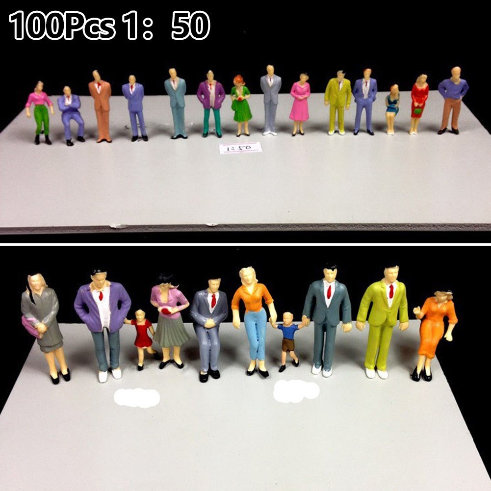100 X Painted Figures 1:50 Scale People Model Trains Multicolor Passenger New