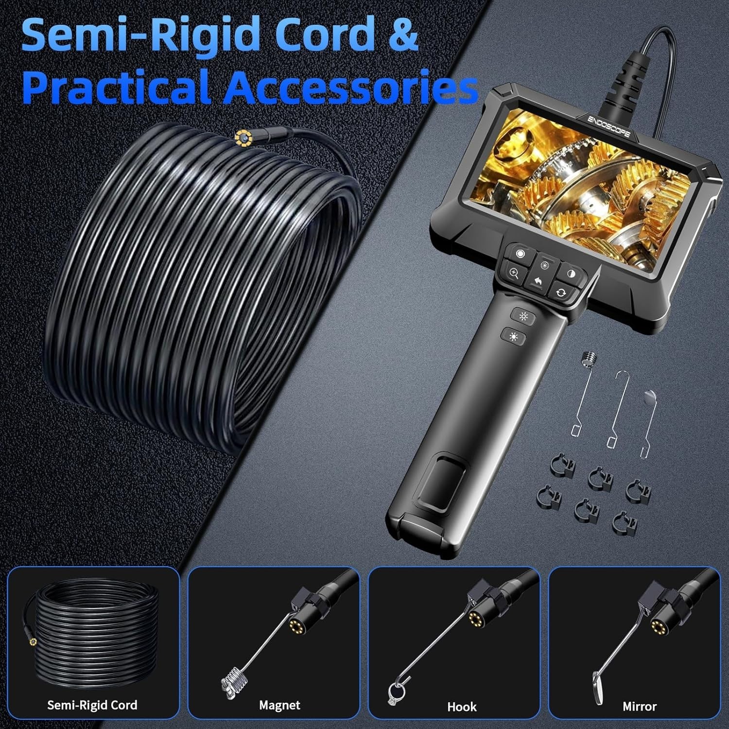Endoscope Camera with Light - Waterproof Borescope Camera with 8 Adjustable ...
