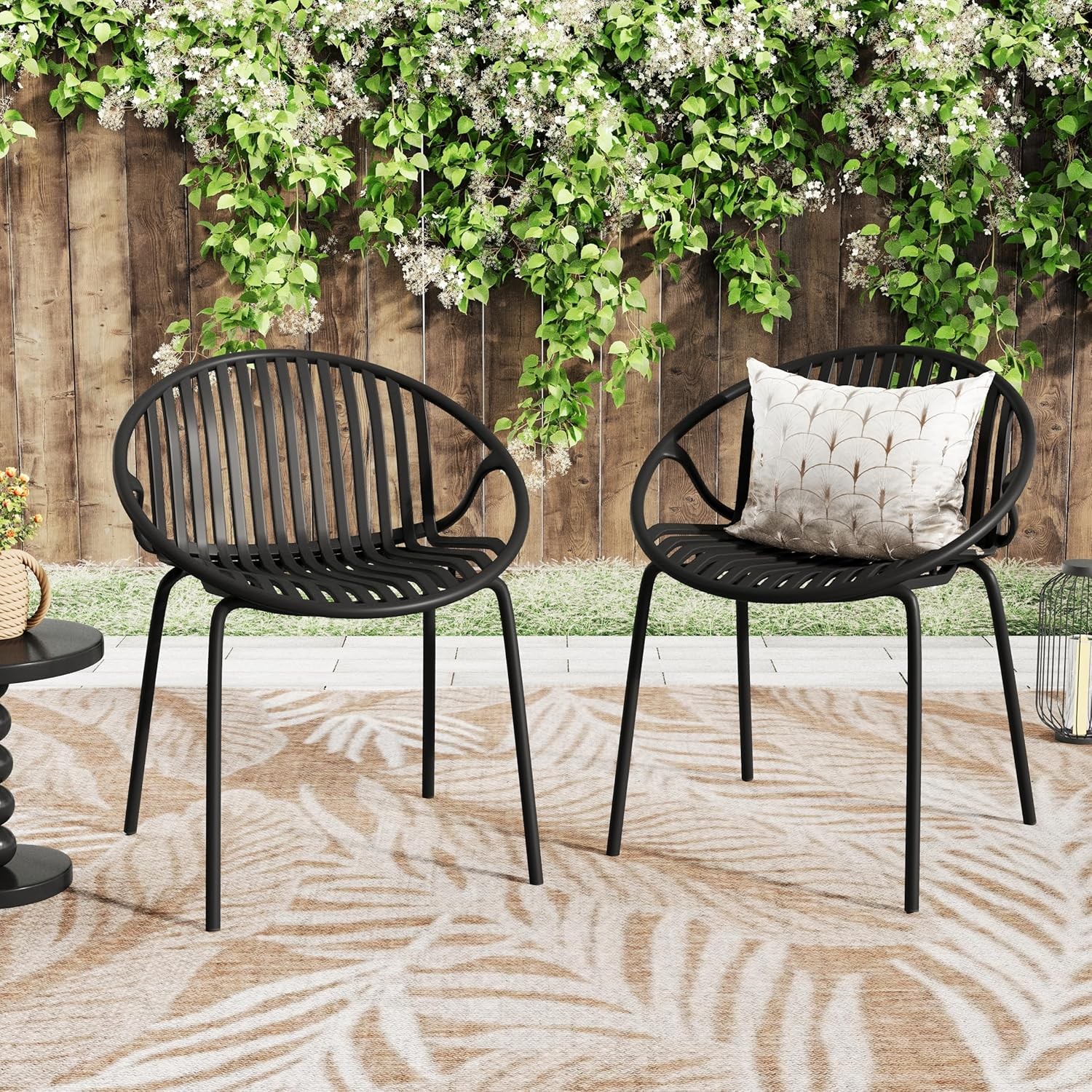 Set of 2 Tita Modern Patio Outdoor Dining Chairs Stacking Chair Outside Dinner