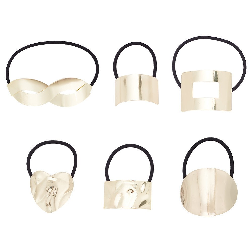1box 6pcs 6 style Rubber String Elastic Hair Ties Ponytail Hair Cuff
