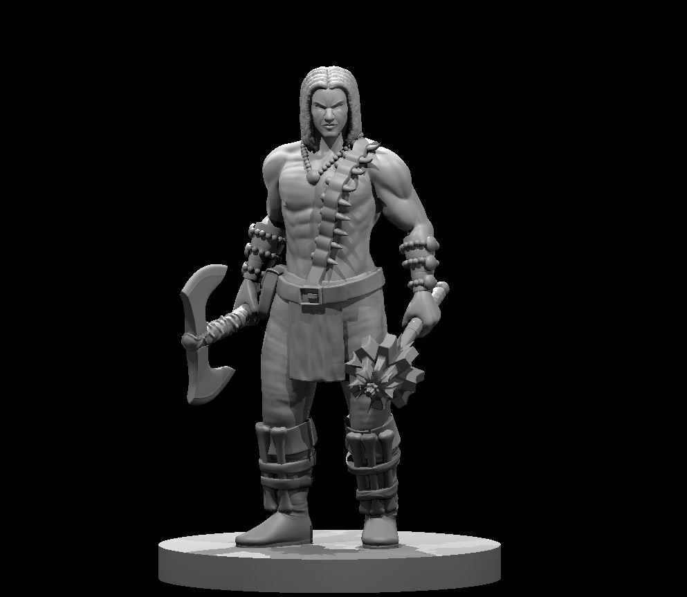 Human Male Barbarian V17 Fighter Adventurer NPC 28mm Scale DND D&D Tabletop Mini