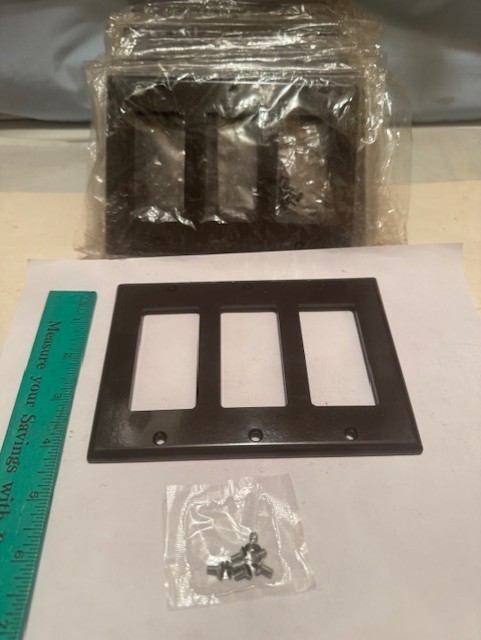 MADE USA -NEW /OLD STOCK (17) LEVITON 3 GANG BROWN PLASTIC ROCKER  WALL PLATES