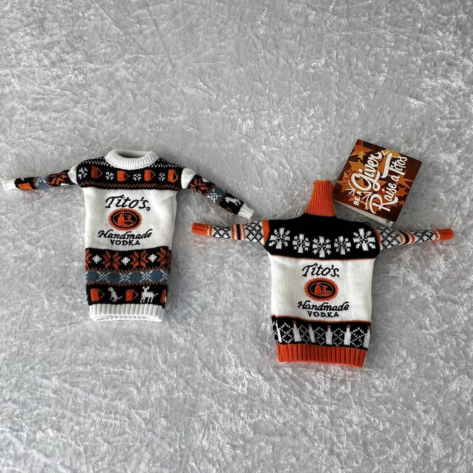 Set of 2 Tito's Handmade Vodka Ugly Sweater Bottle Covers - New