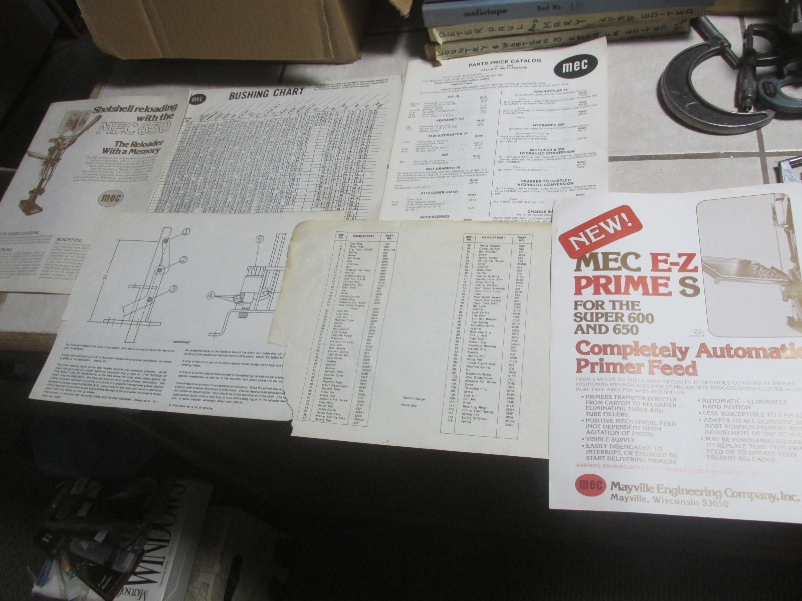 Mec 650 Manual With Bushing Chart And Parts Catalog