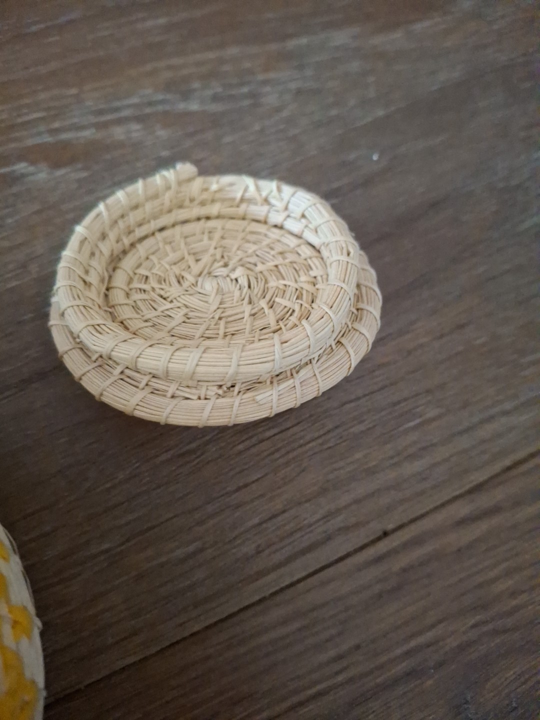 Small Hand Woven Lidded Baskets With Thread work