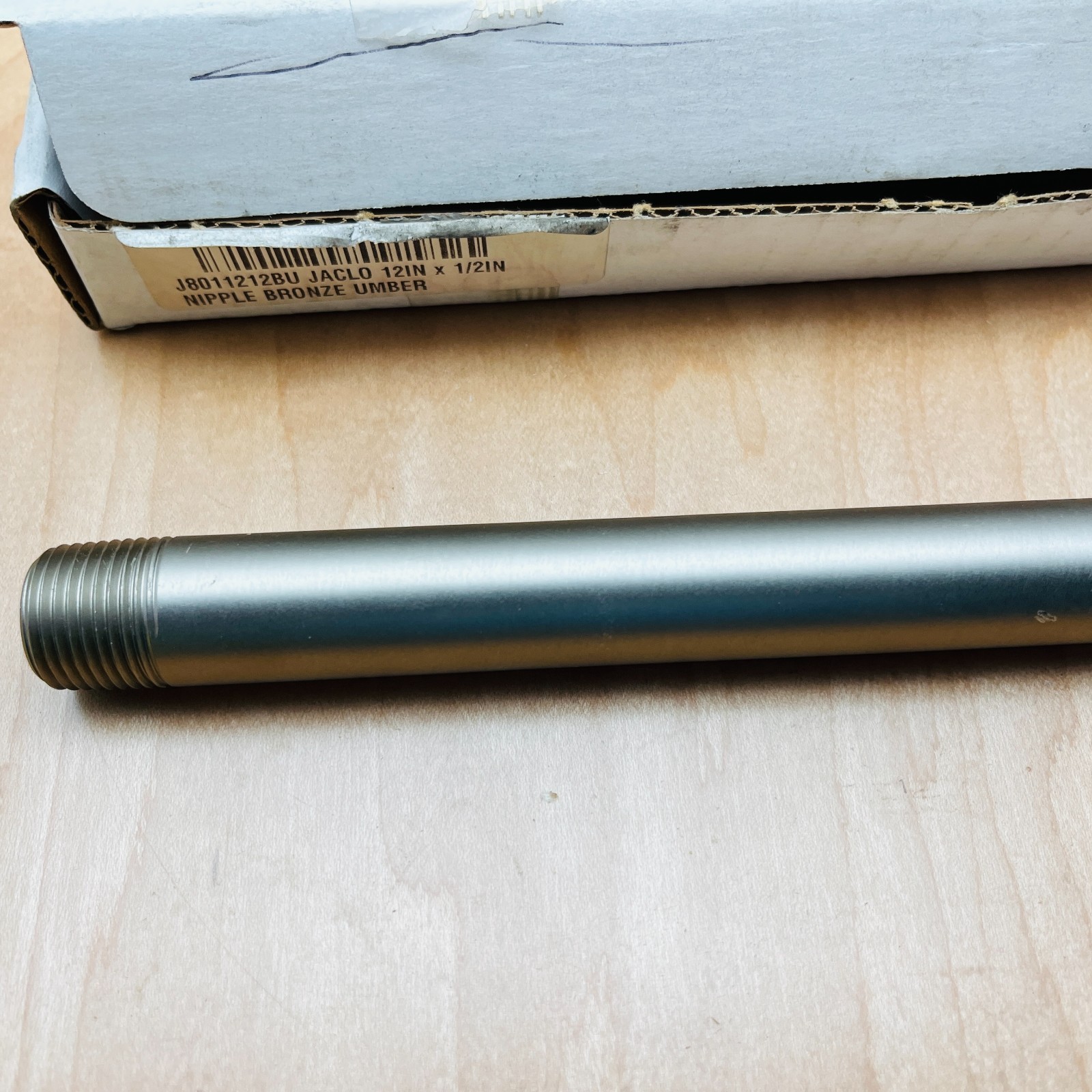 NEW JACLO threaded tube both ends 1/2" IPS x 12" - Bronze Umber - 801.12-12