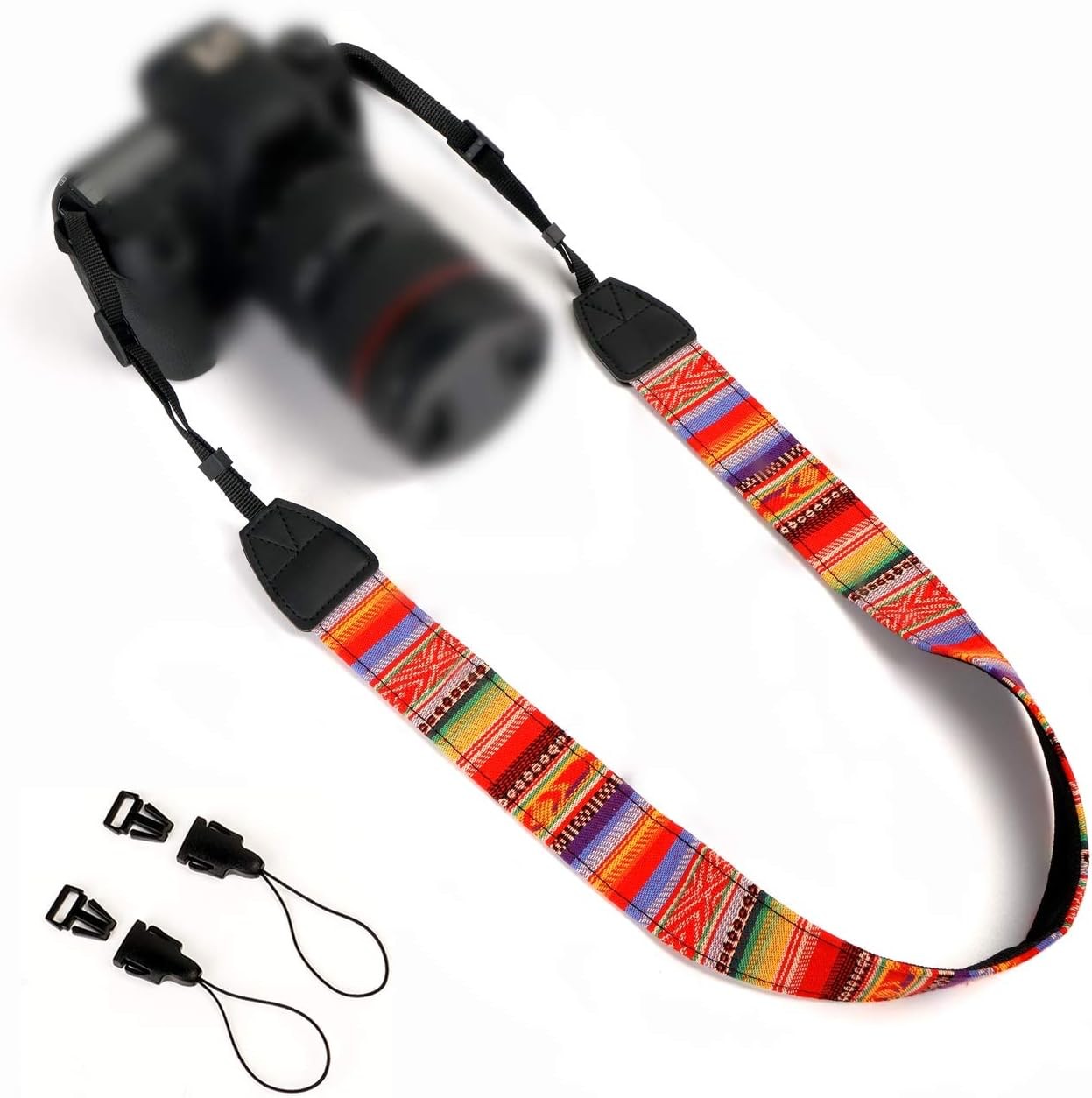 Camera Strap Canvas Rainbow Shoulder Strap with Quick Release Buckles |